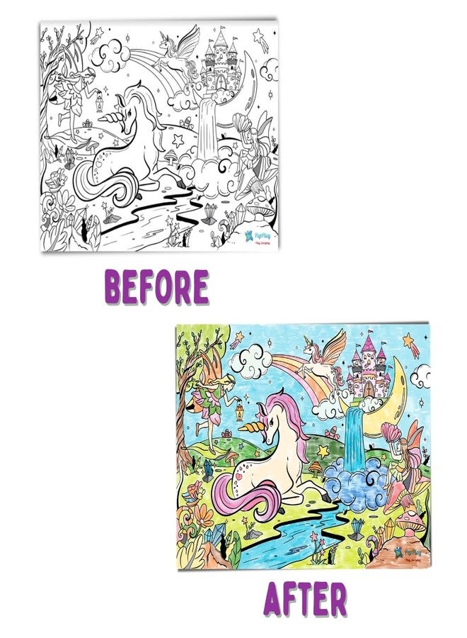 PepPlay Recolourables Mats - Magical Land, 2 Washable placemats, 6 erasable Markers & Microfibre Cloth, Mess-Free, Art, Travel-Friendly, Unicorn Gift for Girls Christmas gift for 3 4 5 6 7 years girls - Image 5